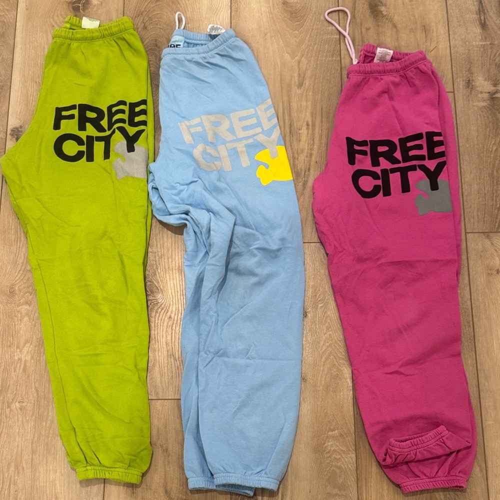 freecity  Sweatpants - Lime Green, Sky Blue, Magenta